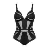 Боді із напівпрозорими вставками Chic Amoria Obsessive, чорне, XS/S