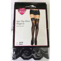 Панчохи з мереживними коронками Music Legs, чорні, One Size