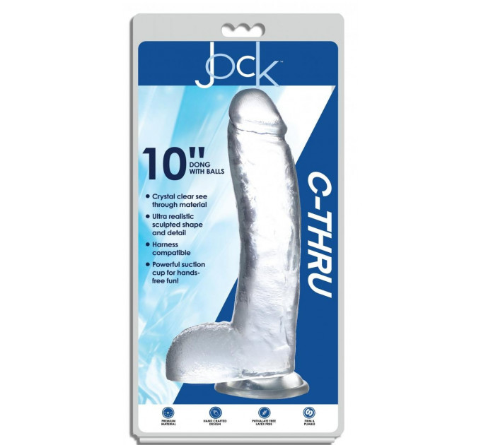 Фалломитатор реалистичный гигантский Jock Curve Toys, прозрачный, 29 х 5.8 см
