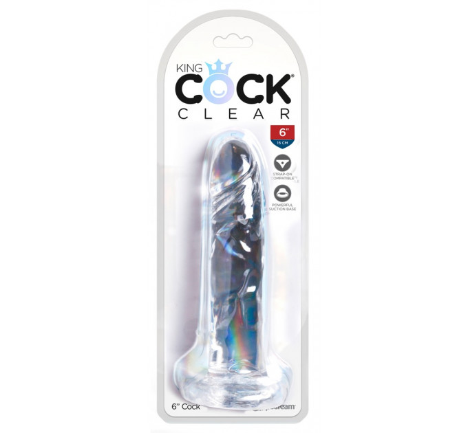 Фаллоимитатор реалистичный на присоске King Cock прозрачный