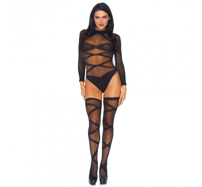 Боди с чулками Leg Avenue, черный, размер One Size