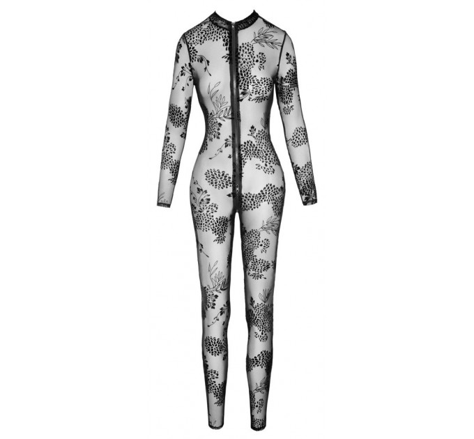 Комбинезон сексуальный полупрозрачный L F237 Noir Handmade, с узором и молнией