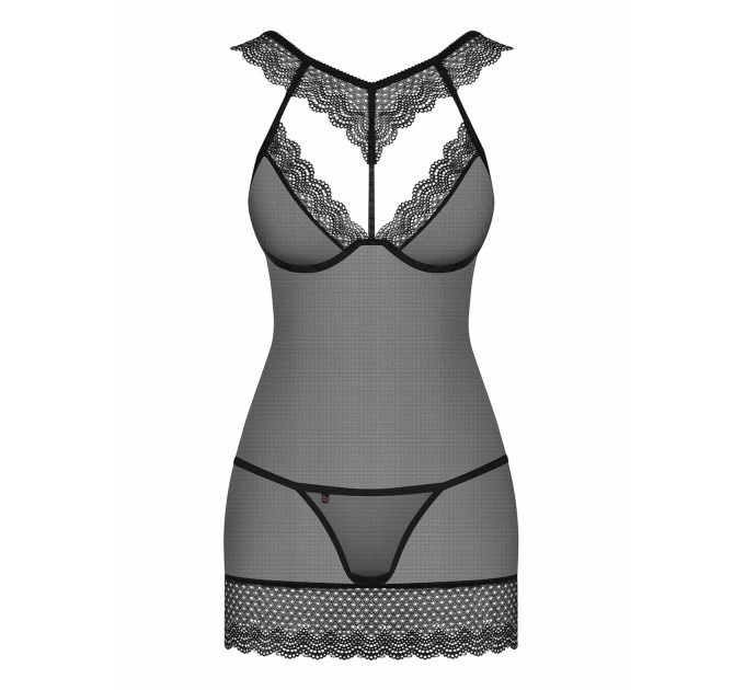 Пеньюар Obsessive 857-CHE-1 chemise S\M Черный