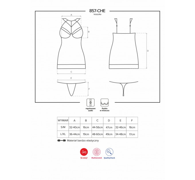 Пеньюар Obsessive 857-CHE-1 chemise S\M Черный