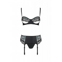 Комплект з ажурними вставками, чорний ASTRIDA SET - Passion, S/M