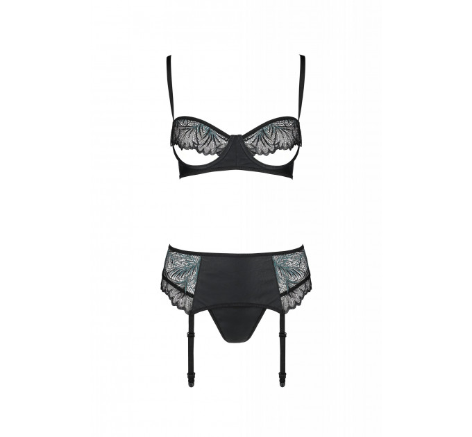 Комплект с ажурными вставками, черный ASTRIDA SET - Passion, S/M