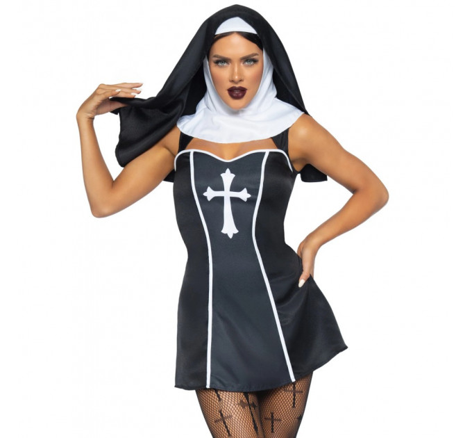 Костюм черниці Leg Avenue, L, Naughty Nun 2 предмети, чорний