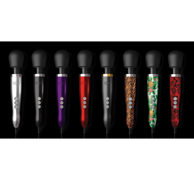 Массажер-микрофон Doxy Die Cast 3R Wand Vibrator Rose Pattern, с розами, красный USB