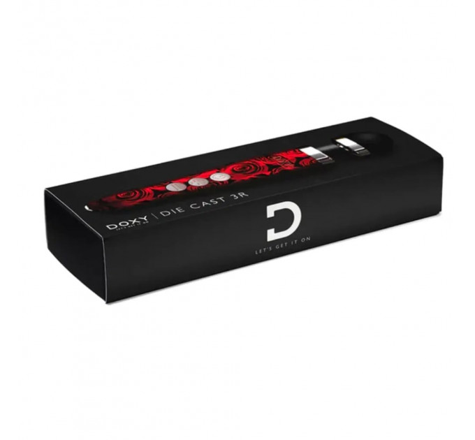 Массажер-микрофон Doxy Die Cast 3R Wand Vibrator Rose Pattern, с розами, красный USB