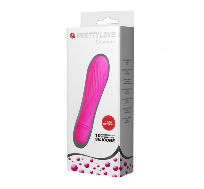 Мини-вибратор рельефный Solomon Pretty Love розовый, 12 х 2.9 см