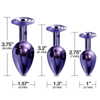 Набор анальных пробок Global Novelties NIXIE METAL BUTT PLUG TRAINER SET, PURPLE METALLIC