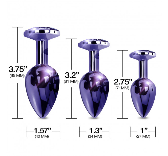 Набір анальних пробок Global Novelties NIXIE METAL BUTT PLUG TRAINER SET, PURPLE METALLIC