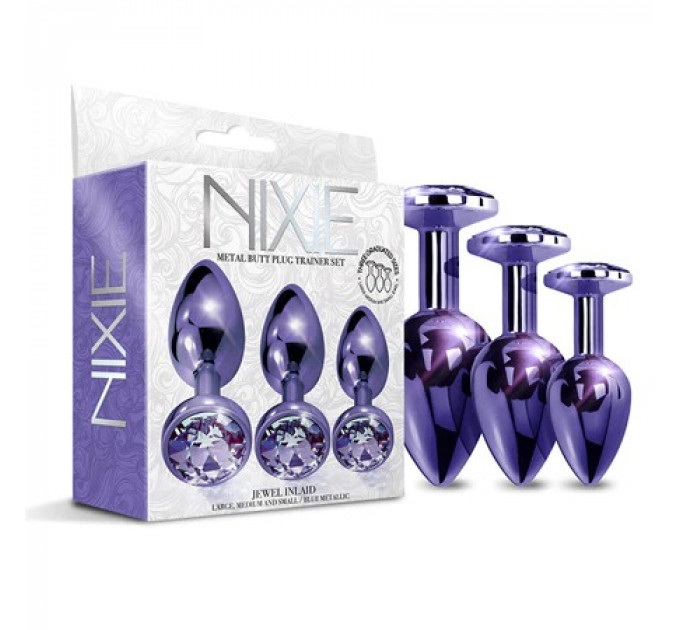 Набір анальних пробок Global Novelties NIXIE METAL BUTT PLUG TRAINER SET, PURPLE METALLIC