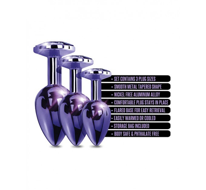 Набір анальних пробок Global Novelties NIXIE METAL BUTT PLUG TRAINER SET, PURPLE METALLIC