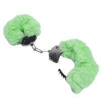Наручники DS Fetish Plush handcuffs, металл с мехом, зеленые