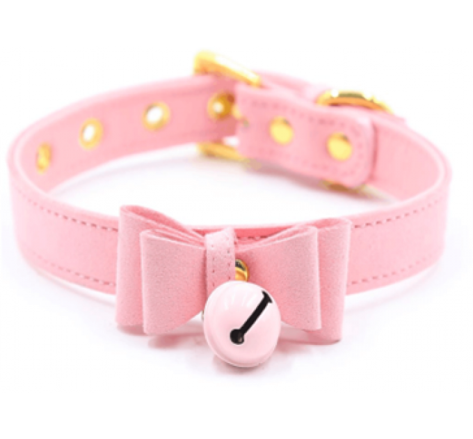 Ошейник с колокольчиком DS Fetish Collar pink with bell