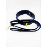 Ошейник с поводком DS Fetish Collar, синий