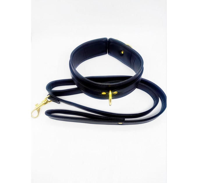 Ошейник с поводком DS Fetish Collar, синий