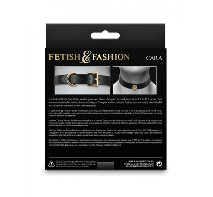 Нашийник із золотистою фурнітурою NS Novelties Fetish & Fashion, чорний