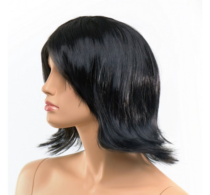 Парик каре с челкой Fetish Hair, черный, 25 см