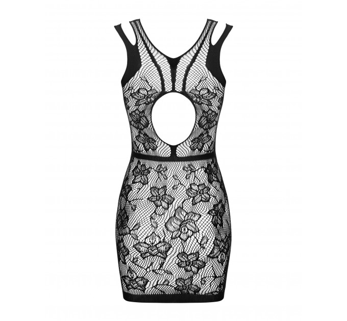 Платье сетка с цветочным узором Obsessive D239 черный, S/M/L
