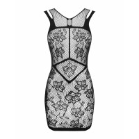 Платье сетка с цветочным узором Obsessive D239 черный, S/M/L