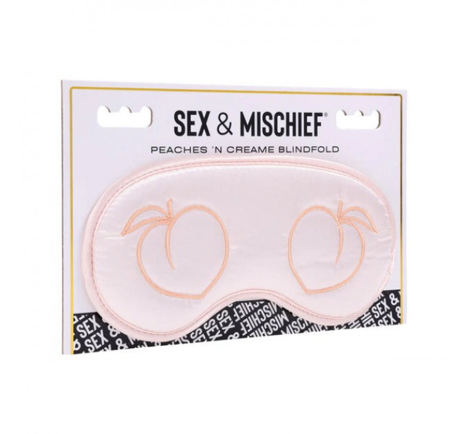 Пов'язка на очі кремова Sex & Mischief з вишивкою у вигляді персиків