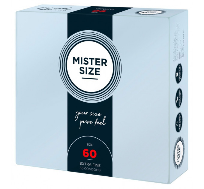 Презервативы ультратонкие латексные Mister Size 60 мм (цена за упаковку 36 шт.)