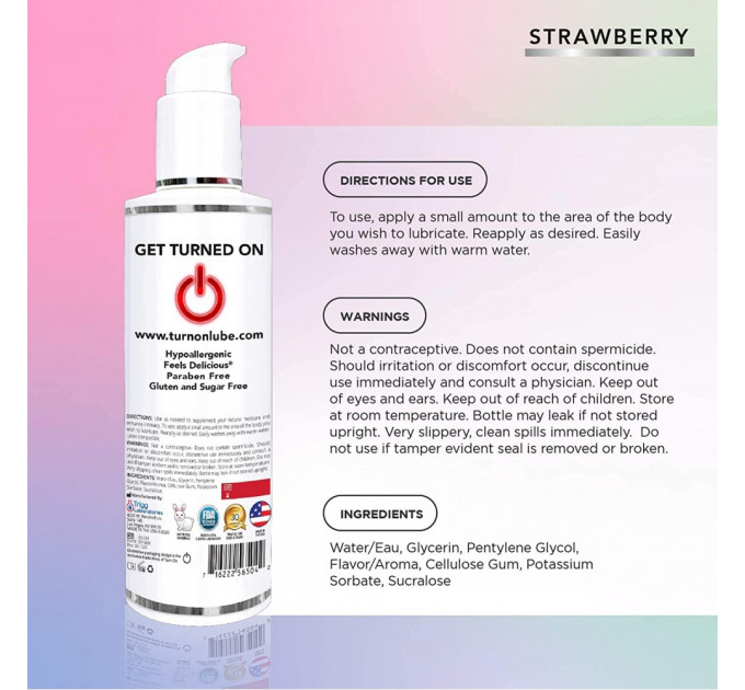 Съедобный лбрикант Wet Turn On Yummy Strawberry Flavored Lube 118 мл