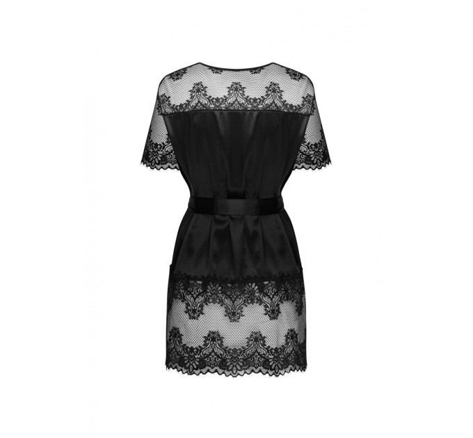 Сексуальный черный халат Obssesive Maderris peignoir M/L