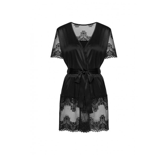 Сексуальный черный халат Obssesive Maderris peignoir M/L