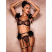 Сексуальный кружевной комплект Star Night Sexy Set с перьями и цепочками, черный, XS-S (без коробки)