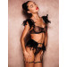 Сексуальный кружевной комплект Star Night Sexy Set с перьями и цепочками, черный, XS-S (без коробки)