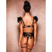 Сексуальный кружевной комплект Star Night Sexy Set с перьями и цепочками, черный, XS-S (без коробки)