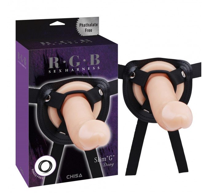 Страпон-насадка для стимуляции точки G Chisa R.G.B Sex Harntss Slim G на ремнях