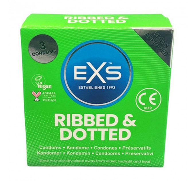 Стимулюючі презервативи EXS Ribbed & Dotted «Ребристі та точкові» (ціна за пачку, 3 шт.)