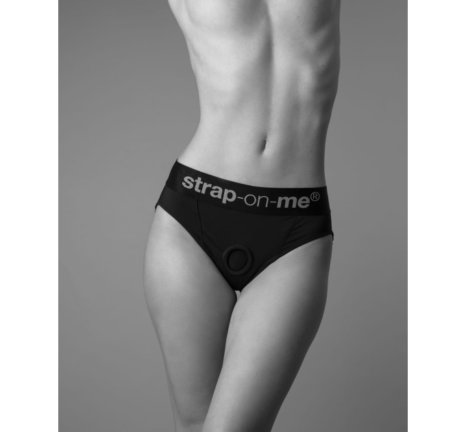 Трусики для страпону, L, Strap-On-Me кільцеве кріплення, з відритими сідницями, чорні