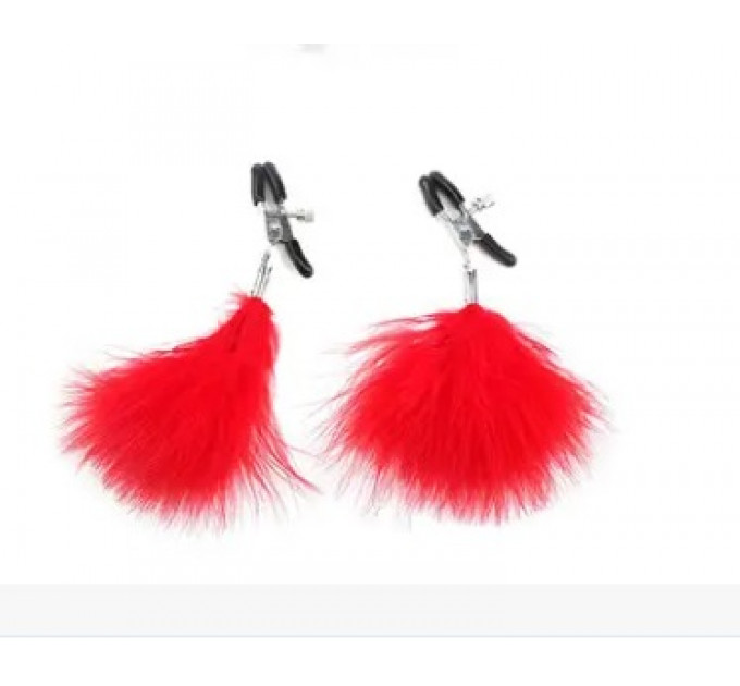 Зажимы на соски DS Fetish Nipple clamps metal feather red