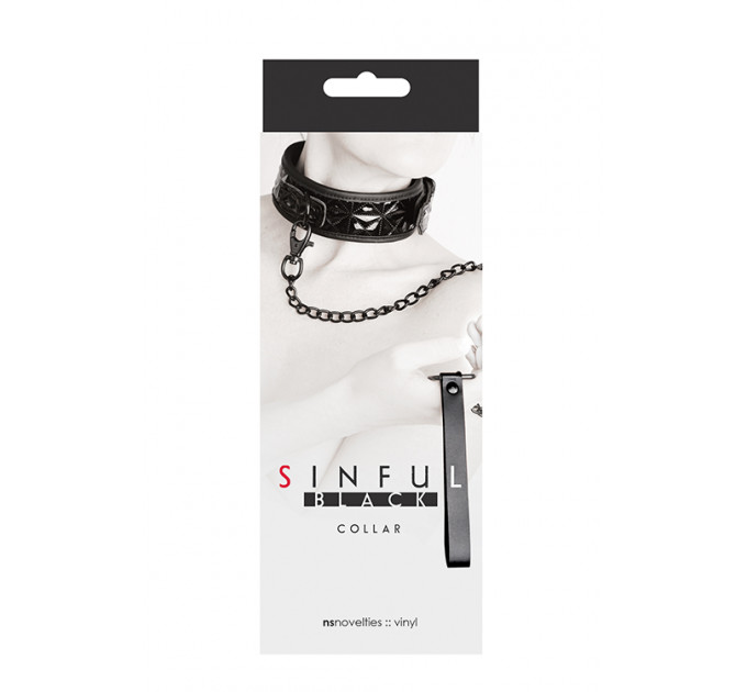 Ошейник с поводком NS Novelties Sinful Black Collar