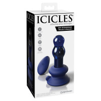 Анальна пробка Pipedream Icicles з вібрацією та пультом, синя