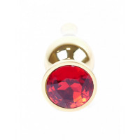Анальний корок з червоним каменем Plug-Jewellery Gold BUTT PLUG- Red