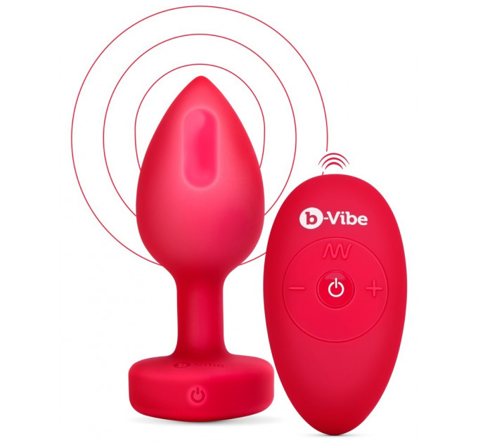 Анальна пробка з вібрацією і пультом управління B-Vibe Vibrating Heart Plug M/L Red