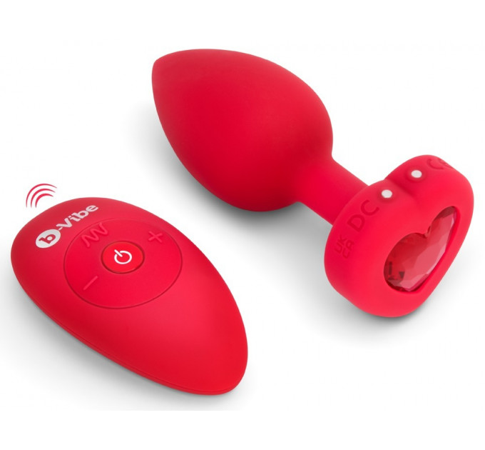 Анальна пробка з вібрацією і пультом управління B-Vibe Vibrating Heart Plug M/L Red