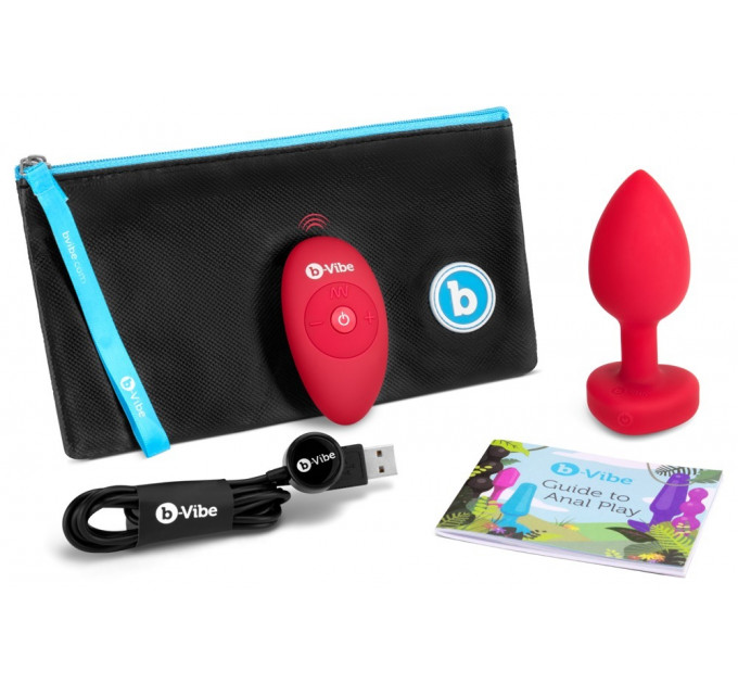Анальна пробка з вібрацією і пультом управління B-Vibe Vibrating Heart Plug M/L Red