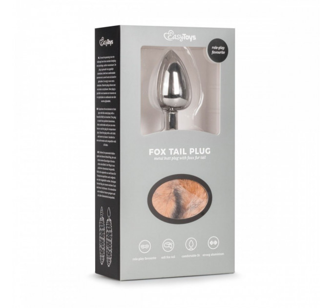 Анальна пробка M Silver Fox Tail Plug Dildo Butt Plugs Easy Toys