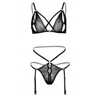 Комплект мереживний з підв'язками для панчіх Daring Intimates, чорний, S/M