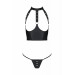Комплект из эко-кожи с открытой грудью S/M black GENEVIA SET WITH OPEN BRA- Passion
