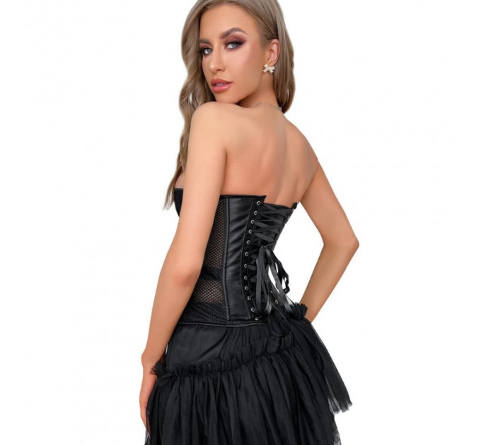 Корсет из сетки Star Night Grid Corset с крючками и шнуровкой, черный, L (без коробки)
