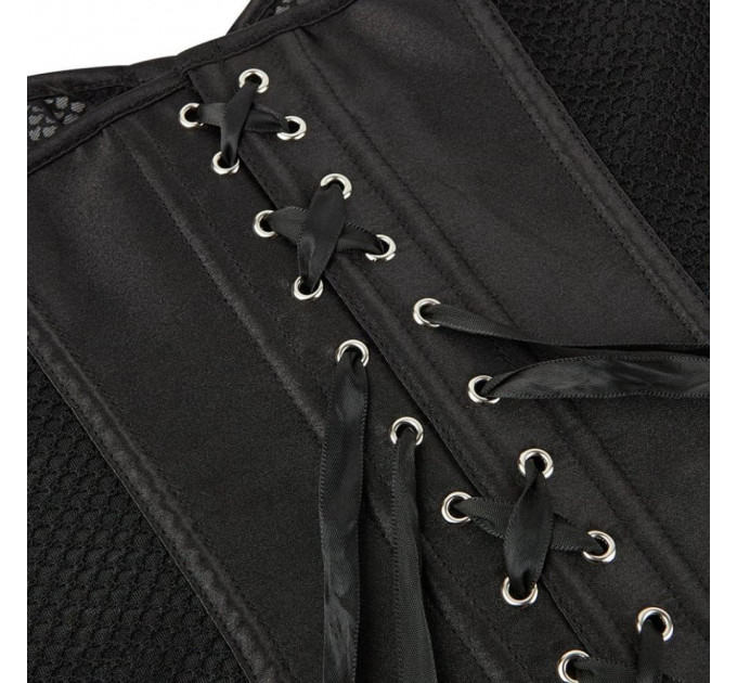 Корсет из сетки Star Night Grid Corset с крючками и шнуровкой, черный, L (без коробки)