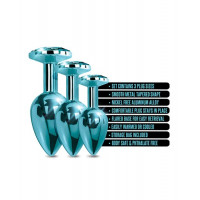 Набор анальных пробок Global Novelties NIXIE METAL BUTT PLUG TRAINER SET, BLUE METALLIC